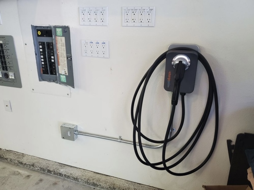EV charger installation with dedicated circuit and conduit run